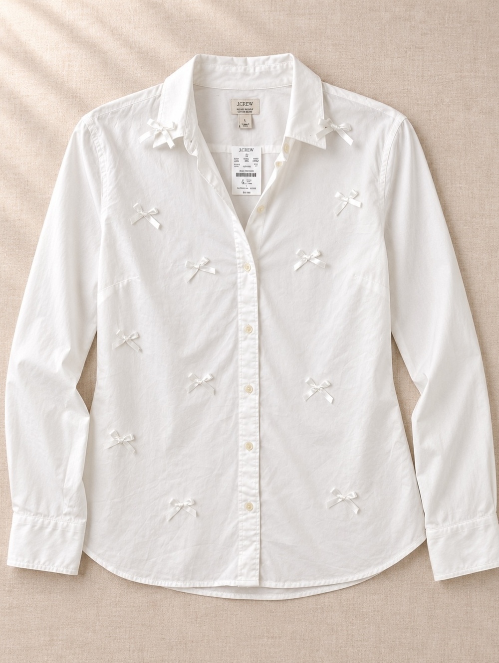 J.Crew Button-Up Shirt White Regenerative Cotton Blend L